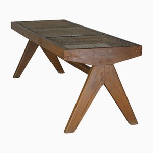 Panca PJ-SI-33-C in canna di Pierre Jeanneret, anni '50