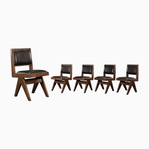 Sedie da pranzo PJ-SI-25-E di Pierre Jeanneret, anni '50, set di 4