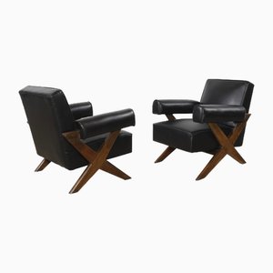 Sillones Mid-Century PJ-SI-48-A de Pierre Jeanneret, años 60. Juego de 2