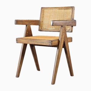 Chaise de Bureau PJ-SI-28-A Mid-Century en Rotin par Pierre Jeanneret, 1956