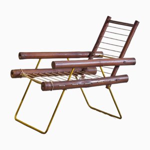 Sedia Mid-Century moderna Early Prototype PJ-SI-04-A in bambù di Pierre Jeanneret, 1953