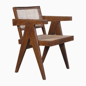 Mid-Century Modern PJ-SI-28-B Office Cane Armchair by Pierre Jeanneret, 1950s