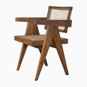 Mid-Century Modern PJ-SI-28-A Cane Office Armchair by Pierre Jeanneret, 1950s