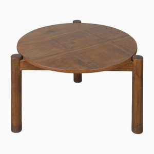 Mesa baja PJ-TB-04-A Mid-Century moderna redonda de Pierre Jeanneret, años 50