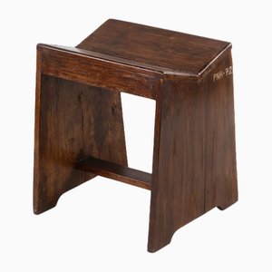 Mid-Century Modern PJ-SI-68-A Low Sewing Stool by Pierre Jeanneret, 1950s