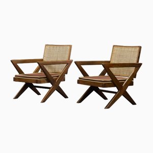 Set of Mid-Century X-Leg Chairs PJ-SI-45-A by Pierre Jeanneret, 1956
