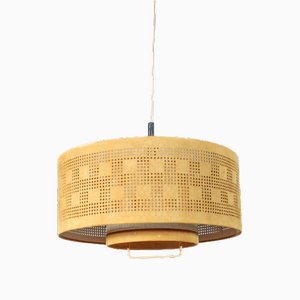 Lámpara colgante de cuero atribuida a Charlotte Wawer para Home Lighting, Alemania, años 70