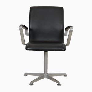 Oxford Stuhl aus schwarzem Leder von Arne Jacobsen, 1990er