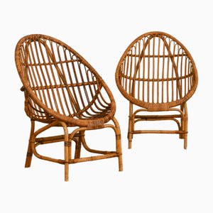 Set of Pod Chairs in Bamboo, Italy, 1970s