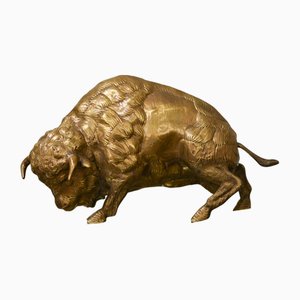 Large Bison, 1970s, Brass
