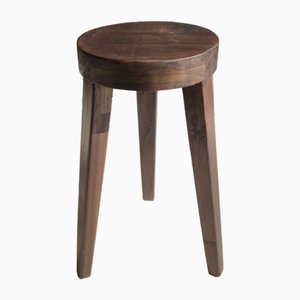 Small High Tripod Stool in Brown Wood