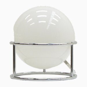 Kugelförmige Tischlampe in Weiß & Chrom, 1970er