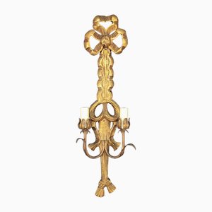 Candelabro italiano florentino grande de oro dorado, años 50