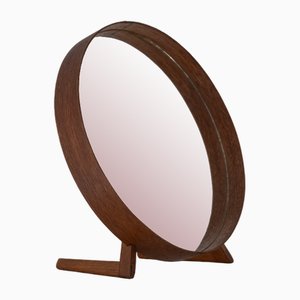Round Table Mirror in Teak by Uno & Osten Kristiansson for Luxus, Sweden, 1960s