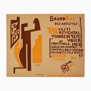 Mikhail Fiodorovich Larionov, Grand Bal Des Artistes, 1923, Gravure sur Bois en Couleur