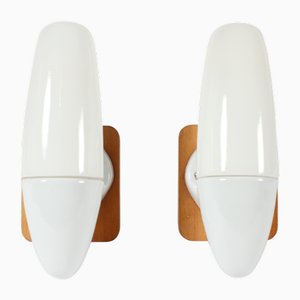 Applique Bauhaus vintage in vetro di Wilhelm Wagenfeld, anni '50, set di 2