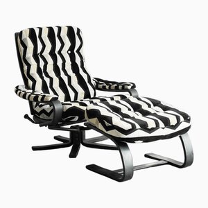 Set of Italian Reclining Armchair with Ottoman, 1970s