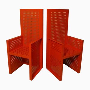Futuristische Thron Stühle aus Eisen & Emaille von Urano Palma, Italien 1970, 2er Set