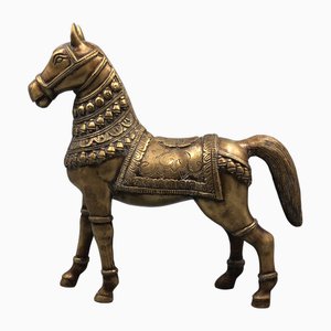 Statua di cavallo vintage fatta a mano in ottone, anni '60