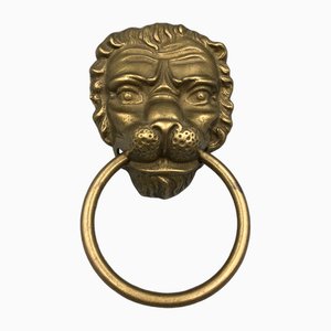 Vintage Door Knocker Lion Head in Brass, 1950s