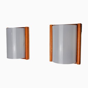 Lampade da parete in pino e metacrilato, Spagna, anni '80, set di 2