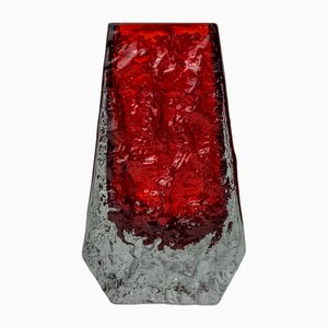 Sommerso Red Ice Cube Effect Vase from Seguso, Murano, Italy, 1970
