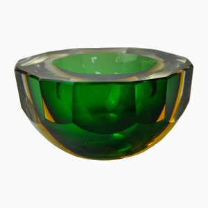 Sommerso Vide Poche in Grün & Gelb von Seguso, Murano Glas, Italien, 1970