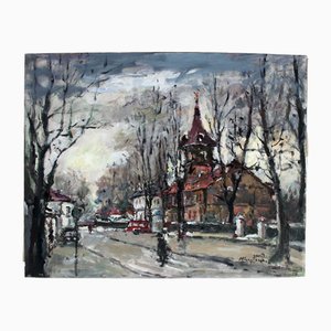 Magdalena Spasowicz, A City Landscape, Oil & Acrylics on Cardboard