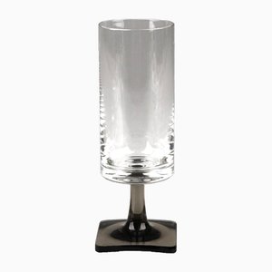 Smoke Berlin Linea Smoke Stem Flutes in Lead Crystal & Square Base by Rosenthal for George Butler Jensen, Set of 8