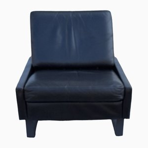 Vintage German Lounge Chair Conseta in Black Leather with Gray Steel Sled Feet by F.W.Möller for Cor, 1970s