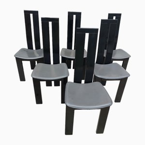 Sedie da pranzo vintage nere di Pietro Costantini, anni '80, set di 6