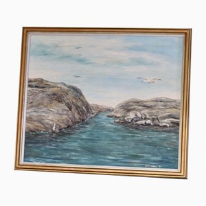 E Alveskog, Swedish Seascape, 1960s, Oil on Panel