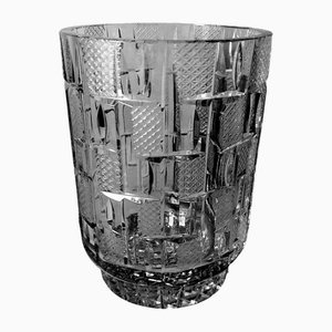 Große italienische Mid-Century Kristallvase, 1970er