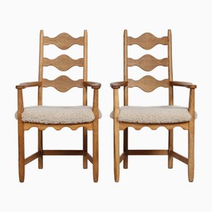 Fauteuils en Chêne par Henning Kjærnulf, Danemark, 1970s, Set de 2