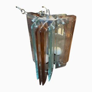 Vintage Italian Space Age Green and Pink Heavy Glass Pendant by Lupi Cristal Luxor, 1970s