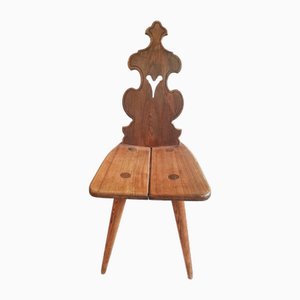 Sedia brutalista Mid-Century in pino, anni '60