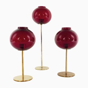 Nr135 Red Tealight Holders by Hans-Agne Jakobsson for Hans-Agne Jakobsson Ab Markaryd, 1950s, Set of 3