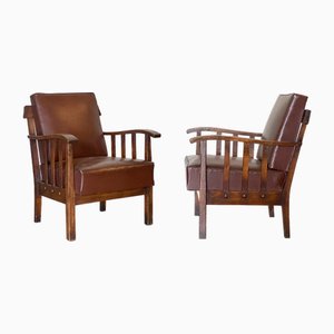 Fauteuils Rustiques en Chêne, 1960s, Set de 2