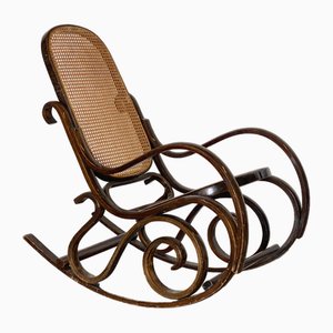 Mecedora de madera y paja, años 60