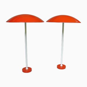 Lampade da giardino a fungo arancioni e bianche di BEGA, anni '50, set di 2