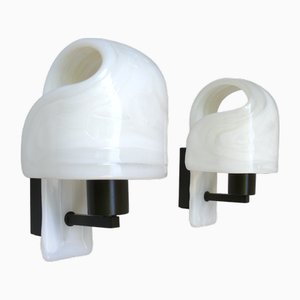 Space Age Futuristic Dark Brown Acrylic Glass Wall Lights from WILA, 1970s, Set of 2