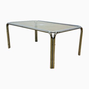Vintage Italian Smoked Glass & Chrome Coffee Table with Detailed Top, 1970s