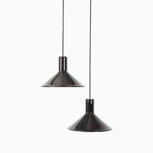 P&T Glass Hanging Lamps by Michael Bang for Holmegaard, 1970s, Set of 2