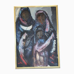 Eric Lo, Family, 1960s, Oil on Panel, Framed