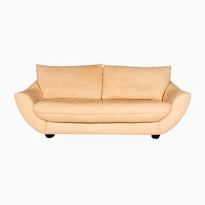 Leather Three Seater Cream Sofa from Koinor