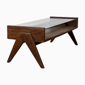Mid-Century Modern PJ-TB-05-A Glass Table by Pierre Jeanneret, 1960s