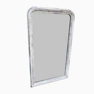 Antique 19th Century French Carved Wood & Gesso Arched Top Mirror