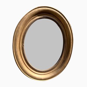 Antique 19th Century French Carved Wood & Gesso Gilt Oval Mirror