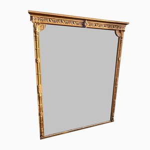 Large Antique English Gilt Column Framed Mirror