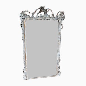 Large Antique 19th Century French Distressed Painted Mirror